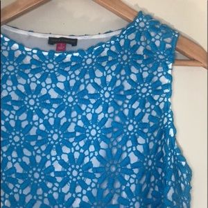 Vince Sleeveless cotton eyelet blouse-Floral Pattern